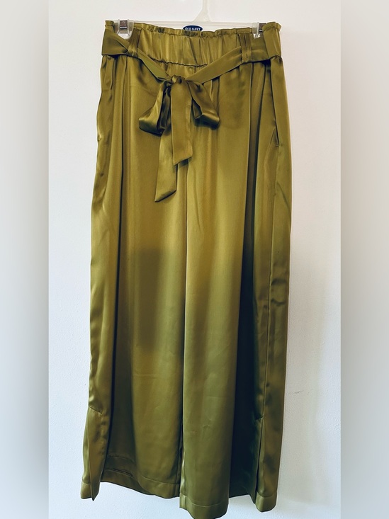 Rachel Zoe Pants - Rachel Zoe Olive Satin Stretch Tie Waist Wide Leg Pants Size M